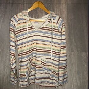 Marissa Rose Striped Baja Hoodie Top Size L